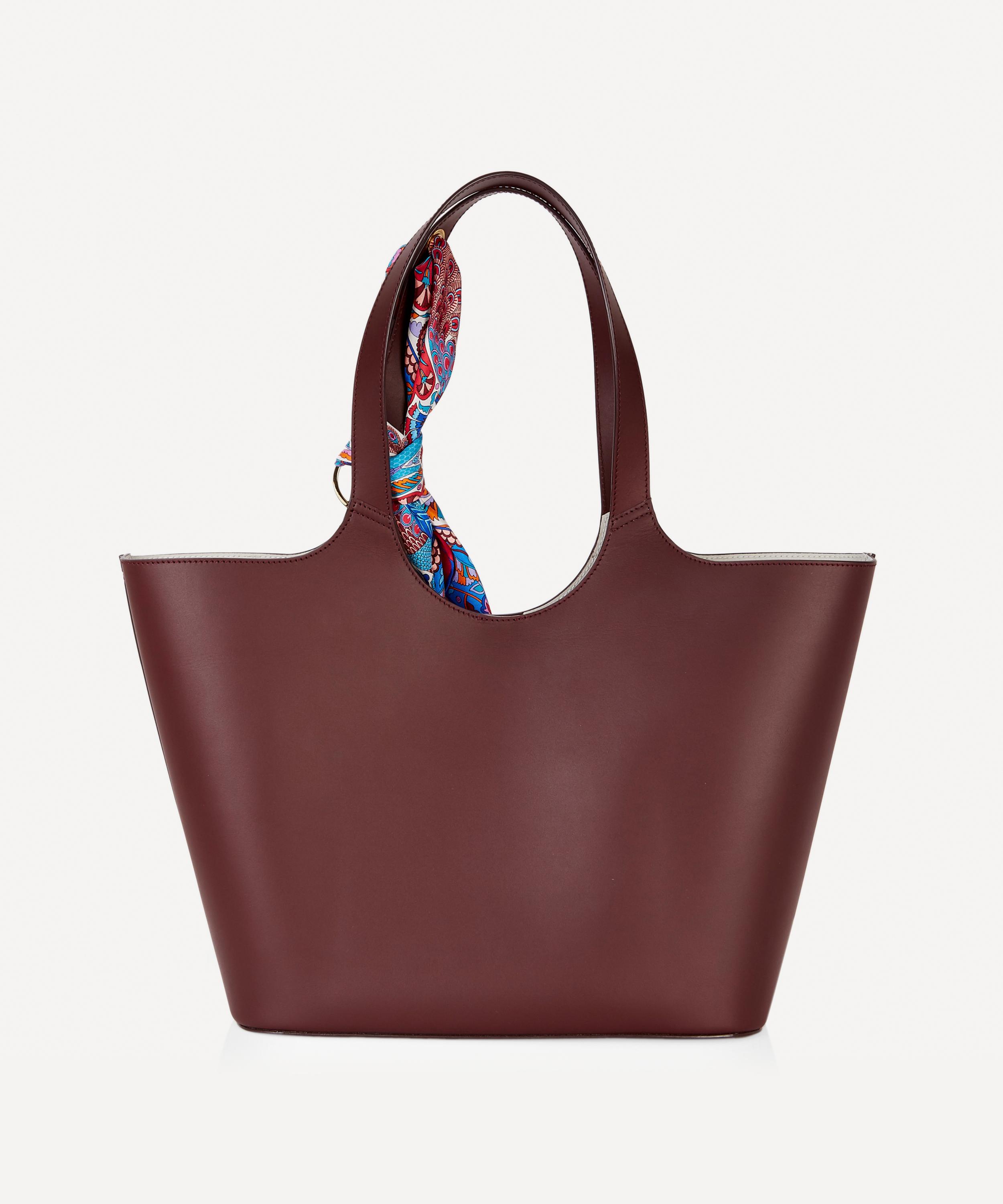 Liberty Audrey Leather Tote Bag with Peacock Garden Silk Scarf