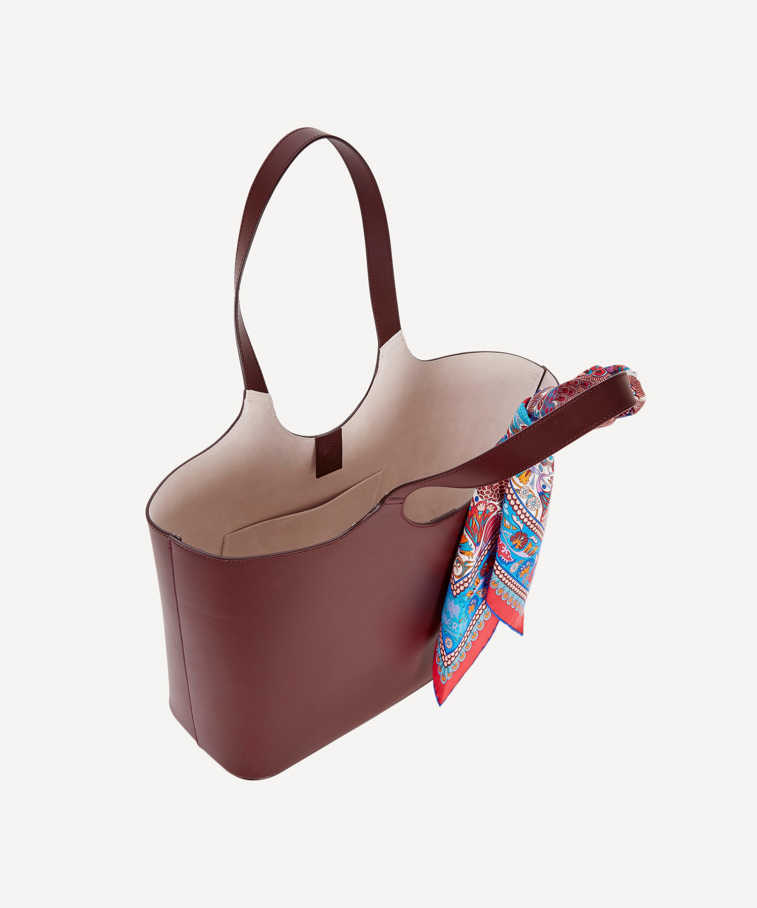 Liberty Audrey Leather Tote Bag with Peacock Garden Silk Scarf