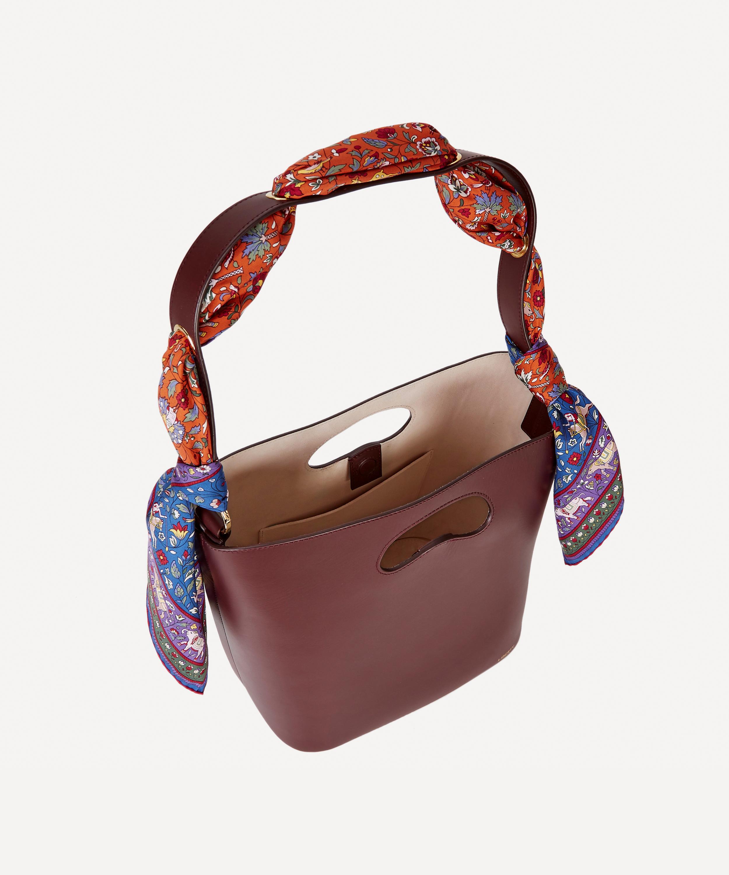 Liberty Sophia Leather Bucket Bag with Imran Silk Scarf Liberty