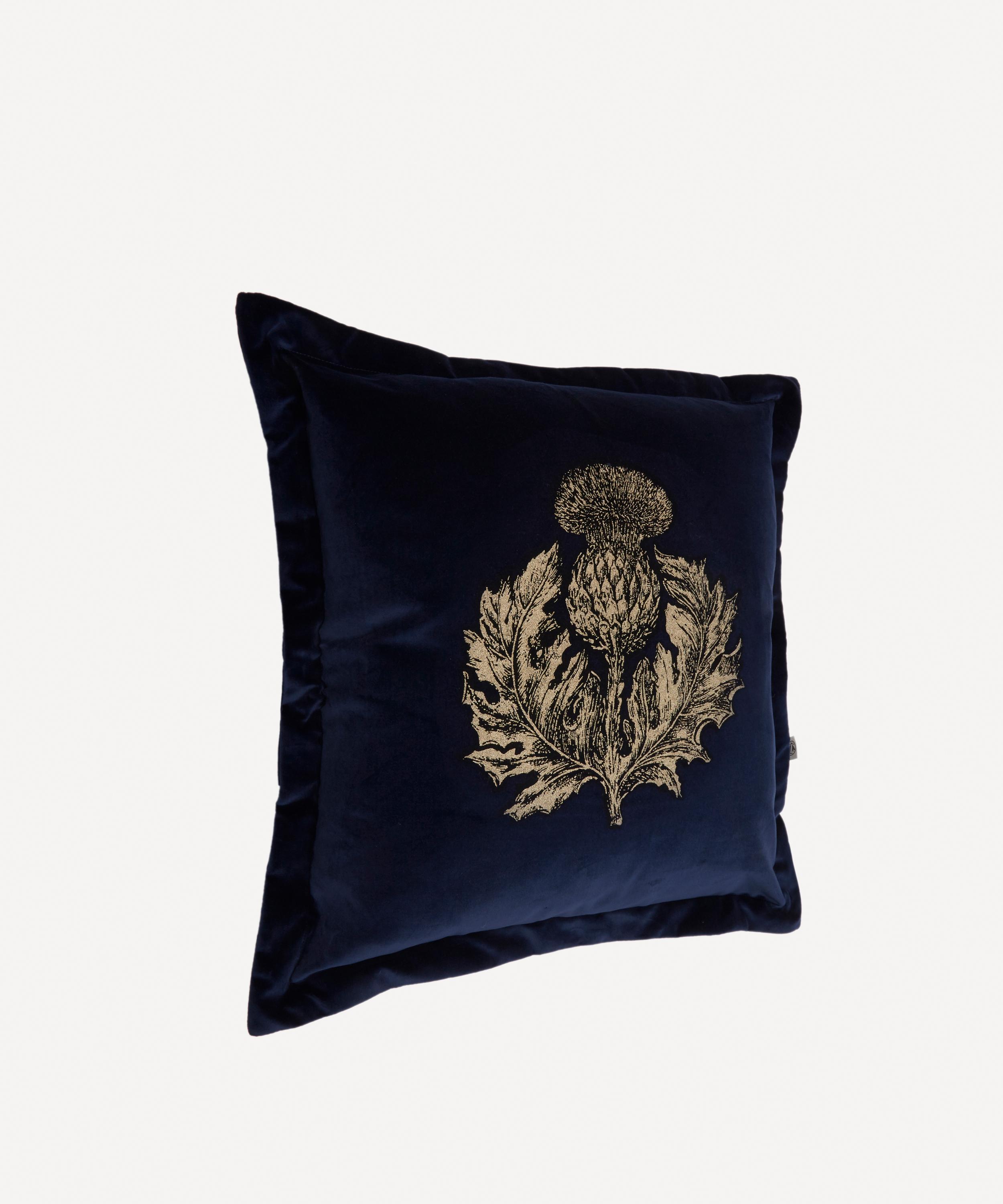 Timorous Beasties - Thistle Cotton Velvet Cushion image number 1