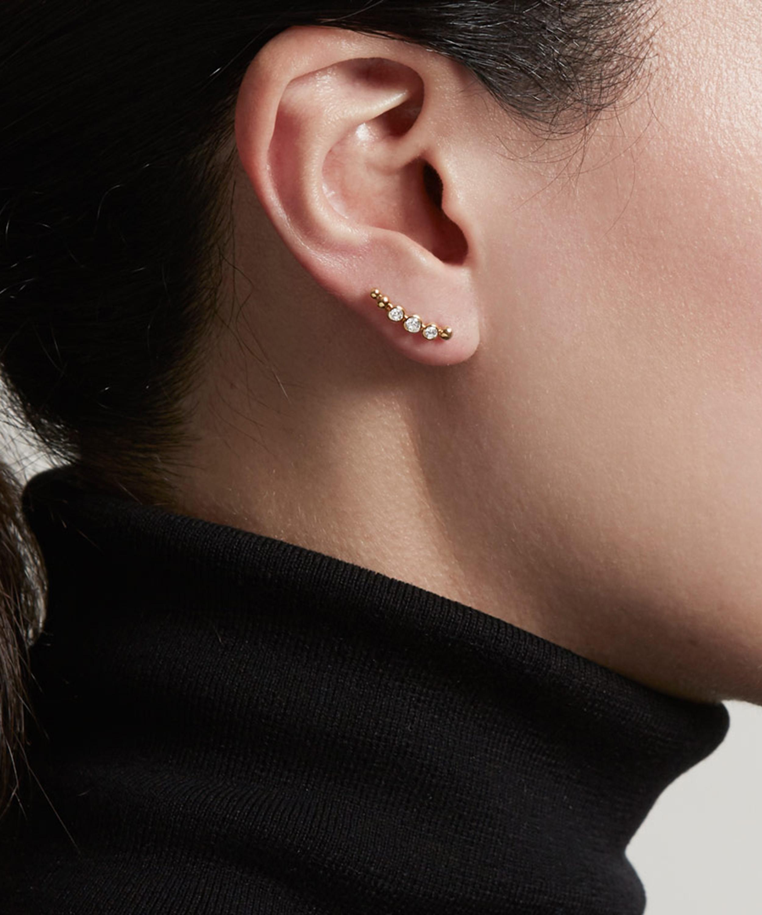 Astley Clarke - Gold Plated Vermeil Silver Stilla Arc White Sapphire Ear Crawlers image number 1