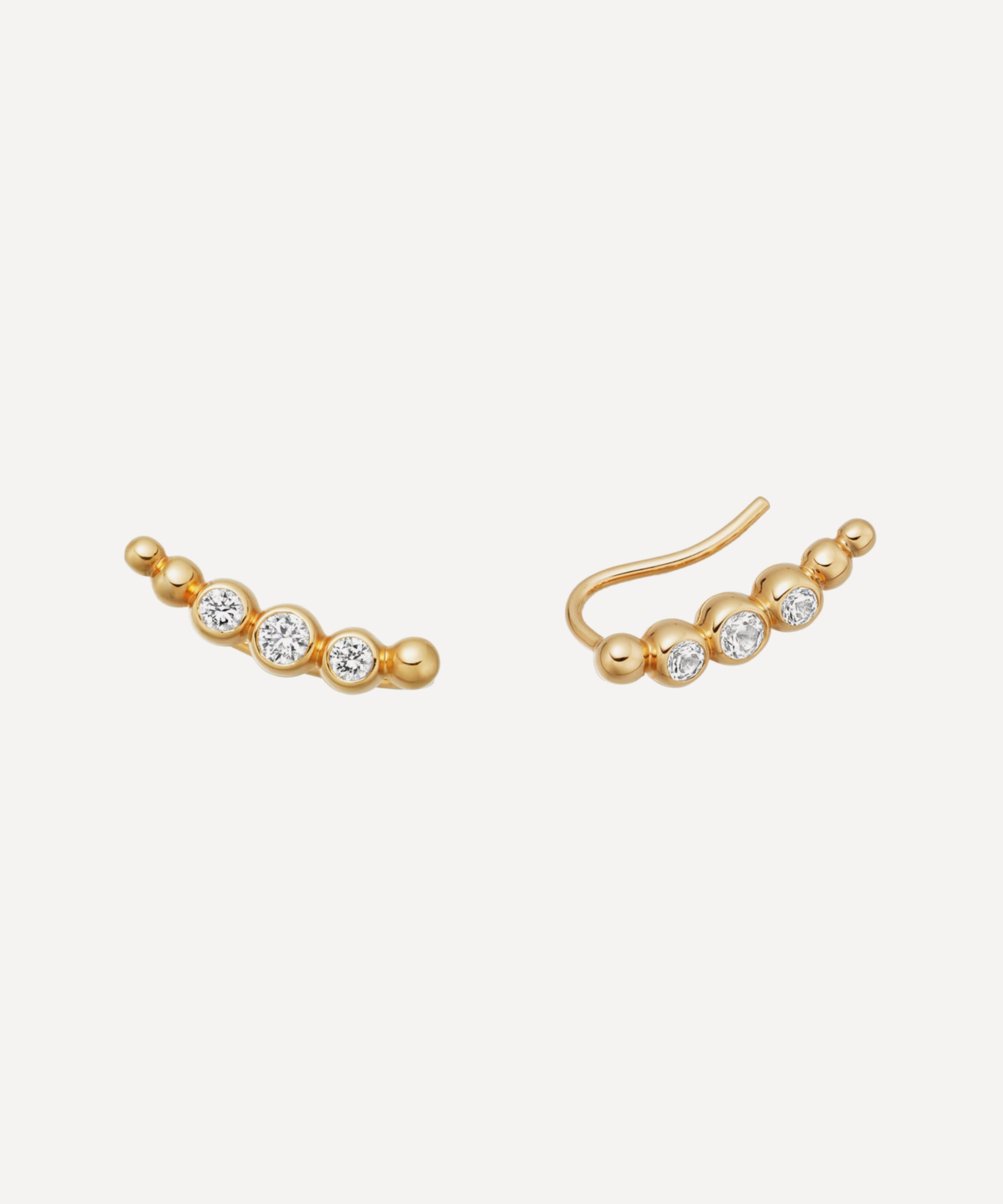 Astley Clarke - Gold Plated Vermeil Silver Stilla Arc White Sapphire Ear Crawlers image number 2