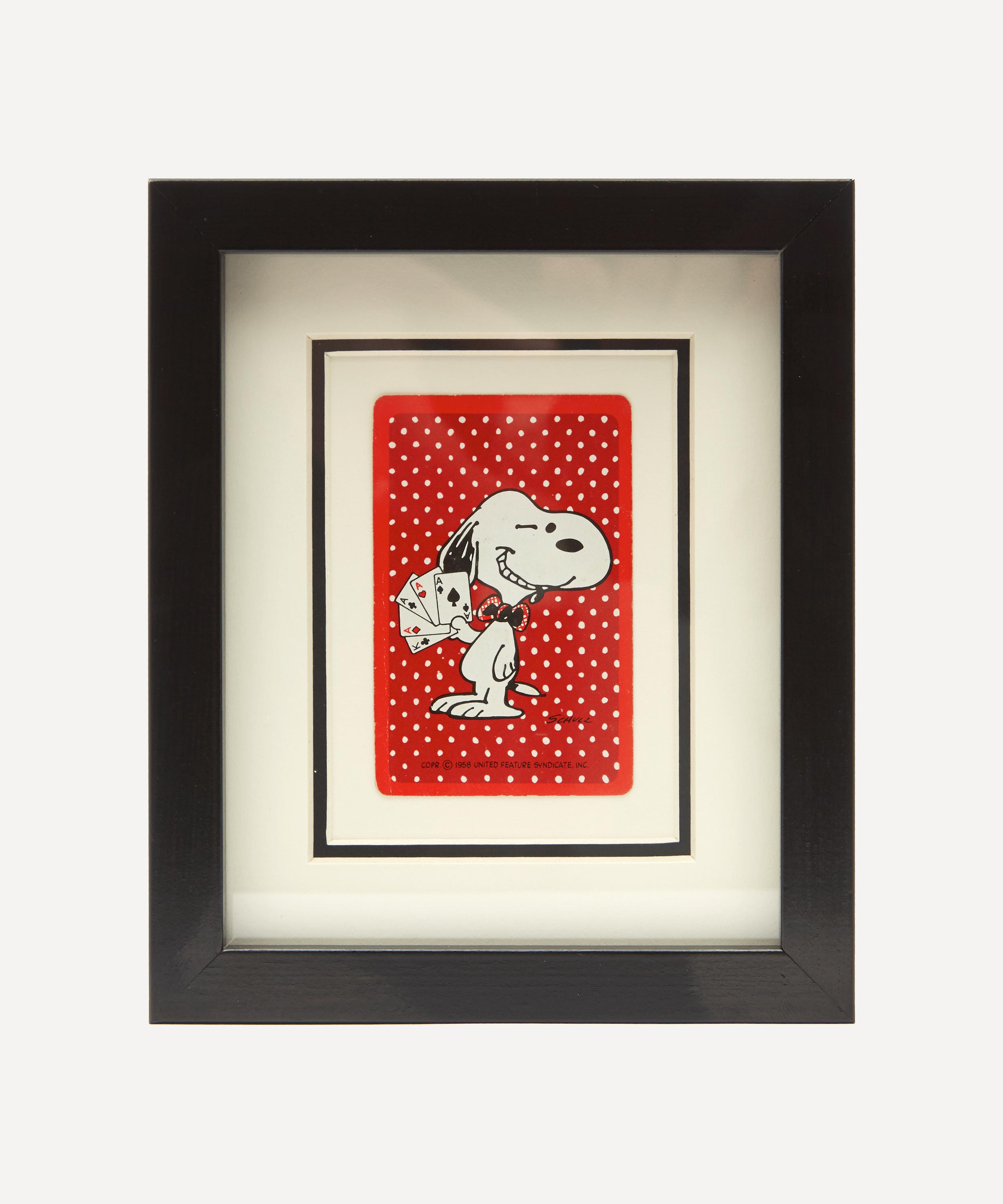 Snoopy Winking Vintage Framed Playing Card Liberty