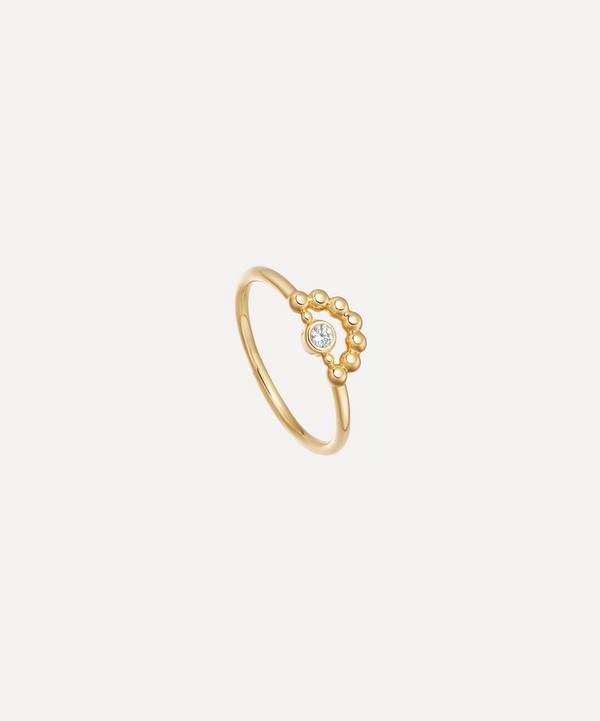 Astley Clarke - Gold Plated Vermeil Silver Stilla Arc White Sapphire Mini Beaded Ring image number 0
