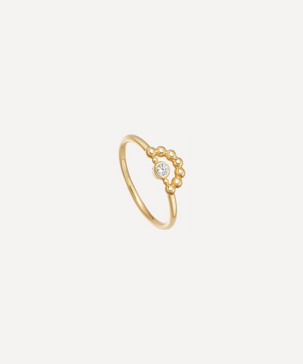 Astley Clarke - Gold Plated Vermeil Silver Stilla Arc White Sapphire Mini Beaded Ring image number null