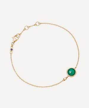Gold Plated Vermeil Silver Stilla Green Onyx Fine Chain Bracelet