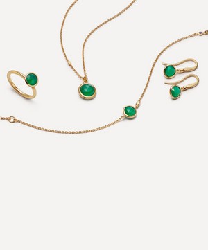 Astley Clarke - Gold Plated Vermeil Silver Stilla Green Onyx Drop Earrings image number 3