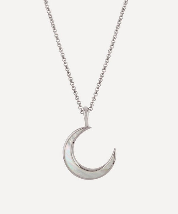 Dinny Hall - Silver Mother of Pearl Moon Charm Pendant Necklace image number null