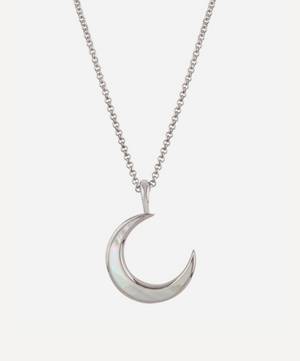 Silver Mother of Pearl Moon Charm Pendant Necklace