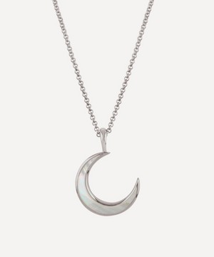 Dinny Hall - Silver Mother of Pearl Moon Charm Pendant Necklace image number 0