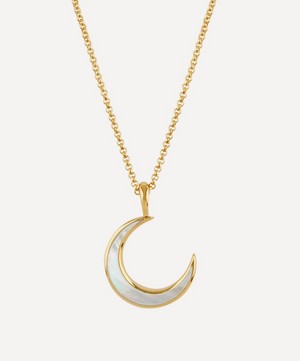 Dinny Hall - 22ct Gold Plated Vermeil Silver Mother of Pearl Moon Charm Pendant Necklace image number 0