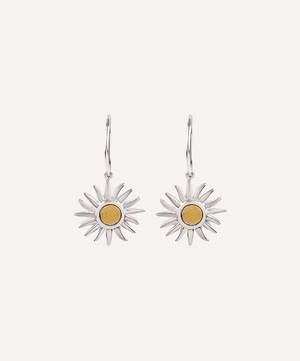 Silver and Gold Sun Charm Drop Earrings