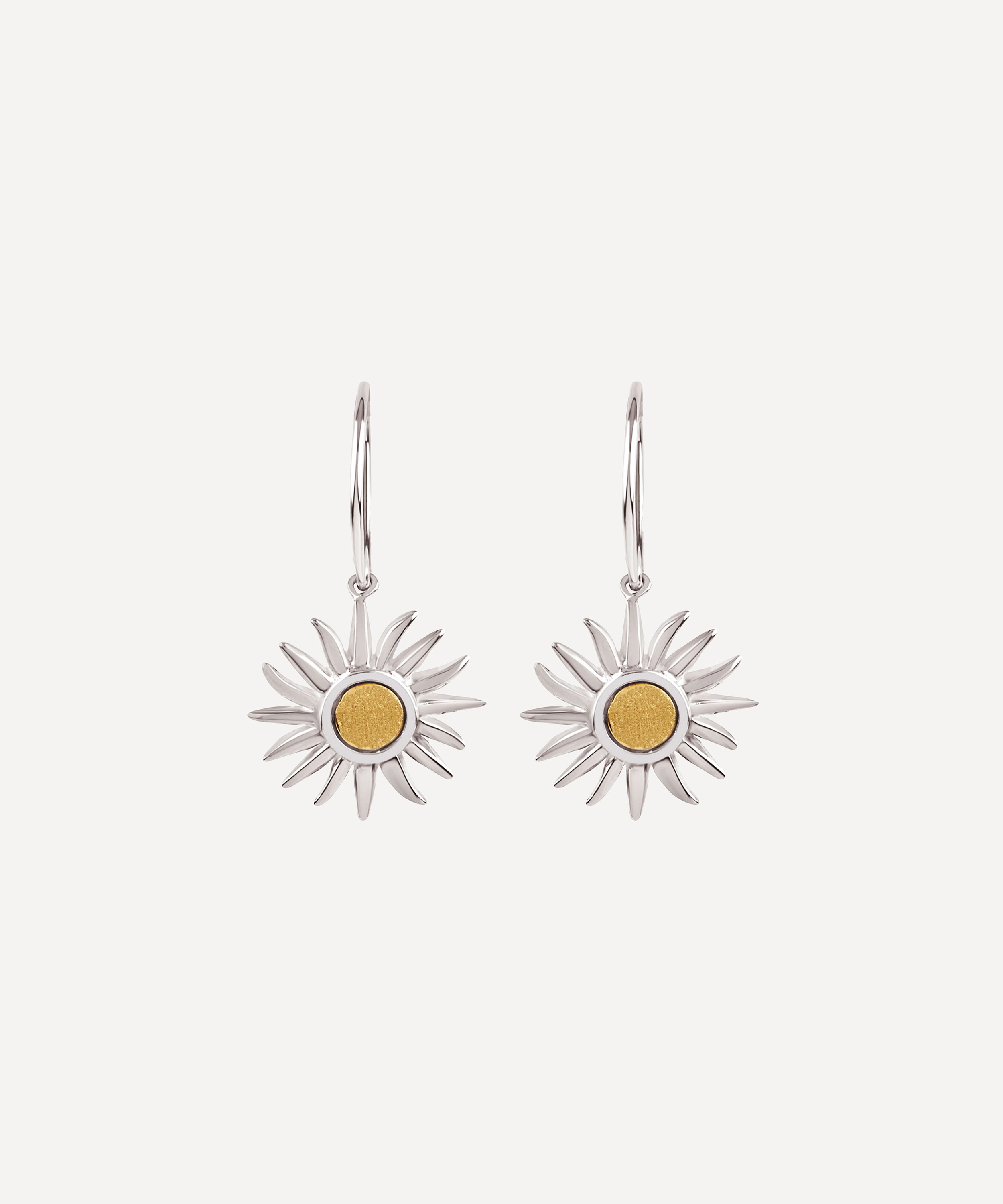 Dinny Hall - Silver and Gold Sun Charm Drop Earrings image number 0