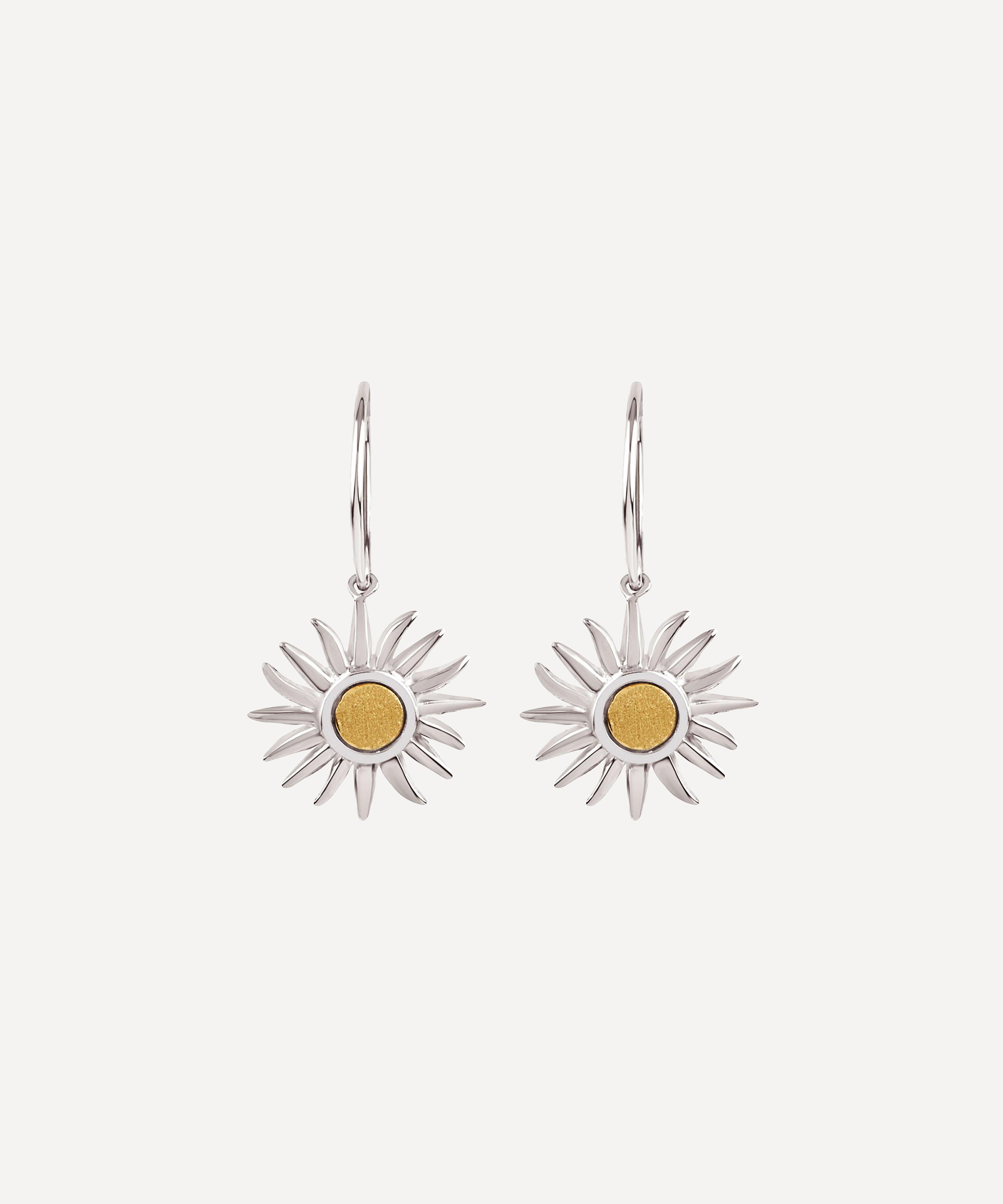 Dinny Hall - Silver and Gold Sun Charm Drop Earrings image number 0