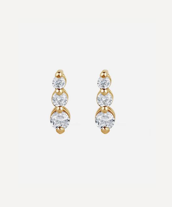 Dinny Hall - 14ct Gold Shuga Tapering Triple Diamond Stud Earrings image number 0