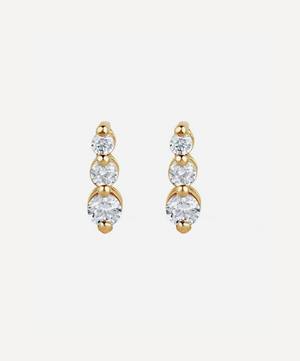 14ct Gold Shuga Tapering Triple Diamond Stud Earrings