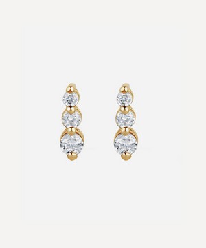 Dinny Hall - 14ct Gold Shuga Tapering Triple Diamond Stud Earrings image number 0