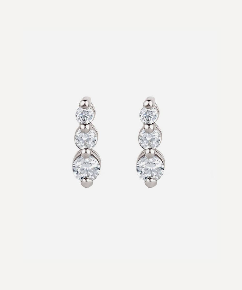 Dinny Hall - 14ct White Gold Shuga Tapering Triple Diamond Stud Earrings