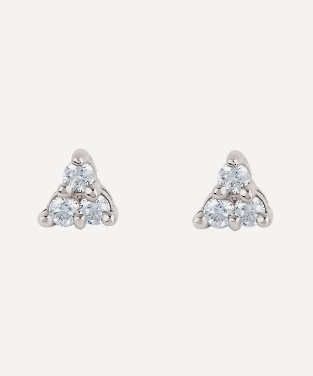 Dinny Hall - 14ct White Gold Shuga Mini Trillion Diamond Stud Earrings