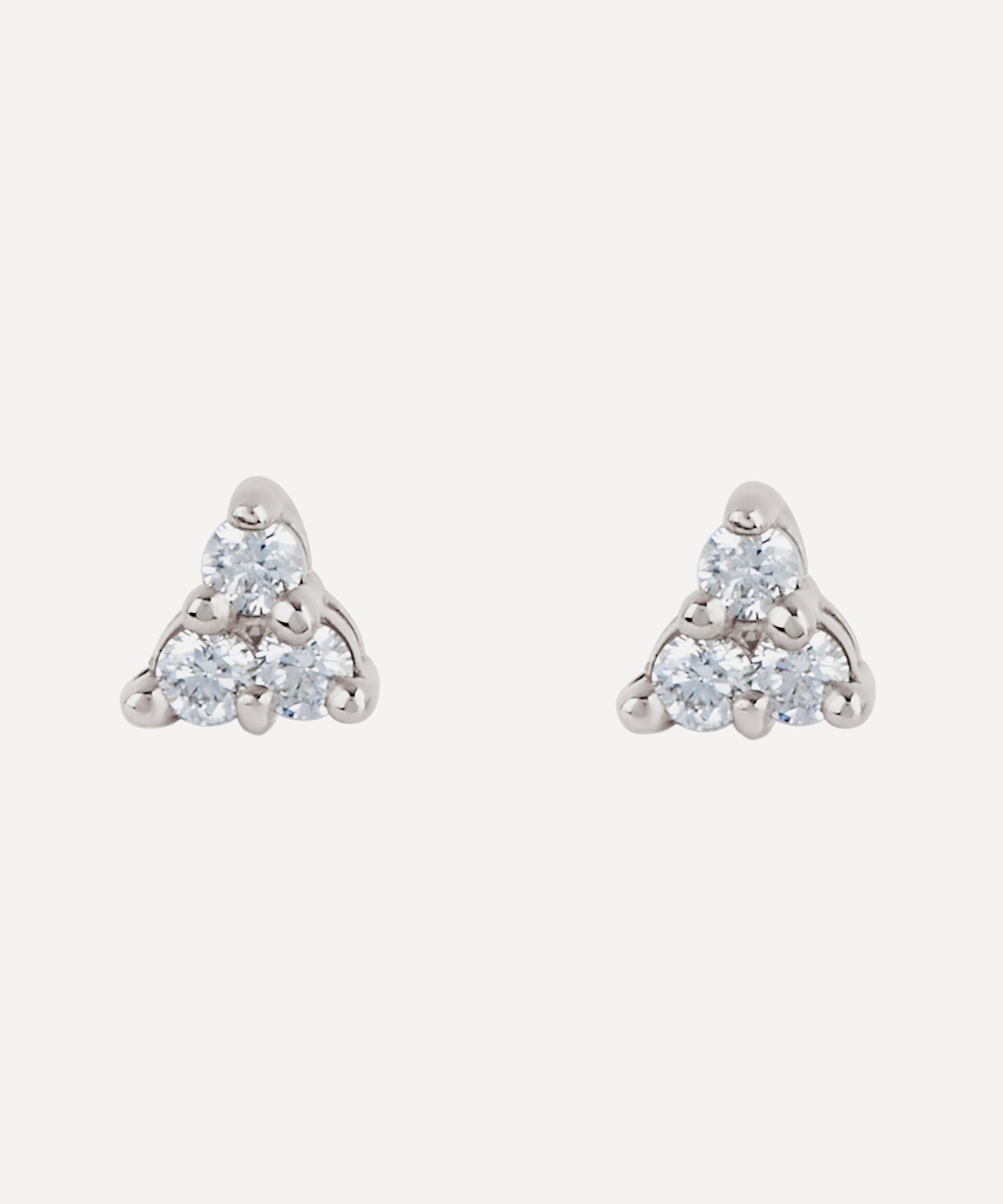 Dinny Hall - 14ct White Gold Shuga Mini Trillion Diamond Stud Earrings image number 0