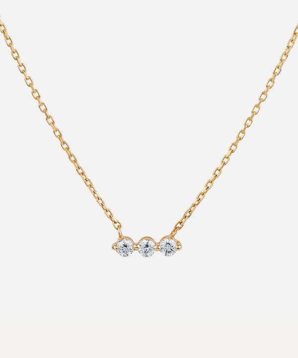 Dinny Hall - 14ct Gold Shuga Three Stone Diamond Bar Necklace image number 0
