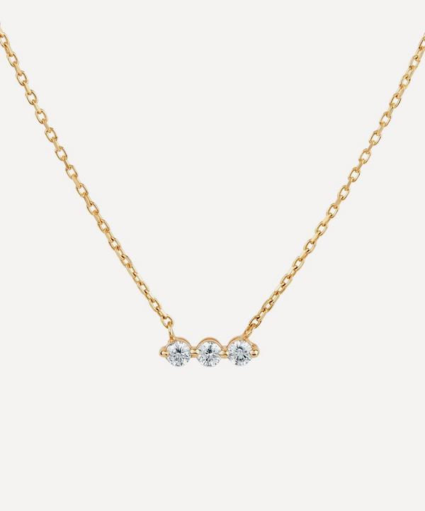 Dinny Hall - 14ct Gold Shuga Three Stone Diamond Bar Necklace