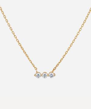 14ct Gold Shuga Three Stone Diamond Bar Necklace