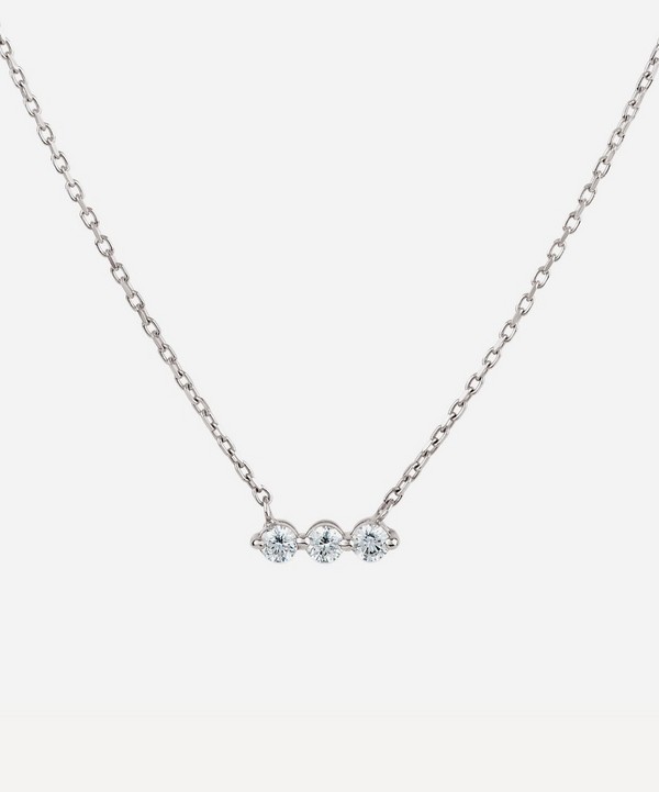 Dinny Hall - 14ct White Gold Shuga Three Stone Diamond Bar Necklace image number null