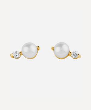 14ct Gold Shuga Double Pearl Diamond Stud Earrings