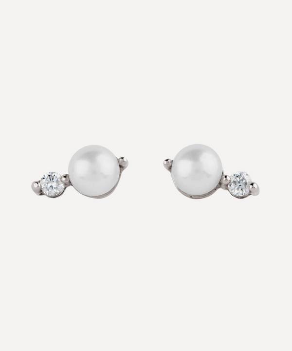 Dinny Hall - 14ct White Gold Shuga Double Pearl Diamond Stud Earrings image number 0