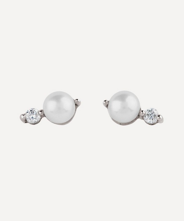 Dinny Hall - 14ct White Gold Shuga Double Pearl Diamond Stud Earrings image number null