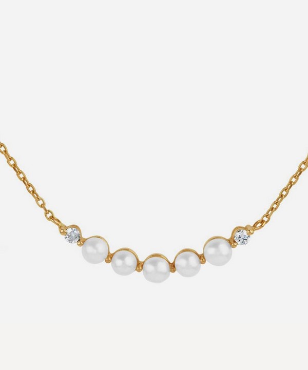 Dinny Hall - 14ct Gold Shuga Pearl and Diamond Bar Pendant Necklace image number null