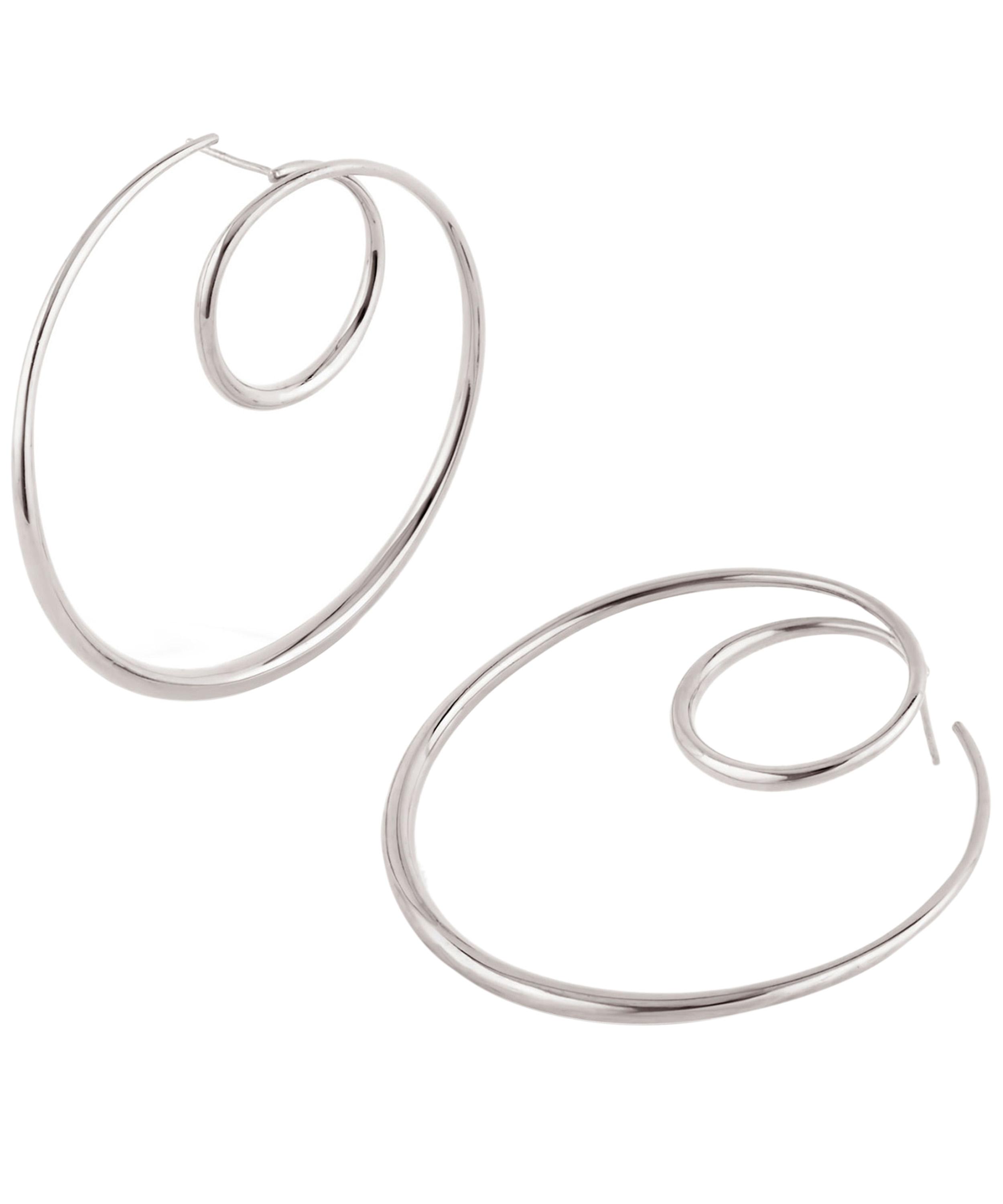 Silver Signature Large Swirl Hoop Earrings Liberty