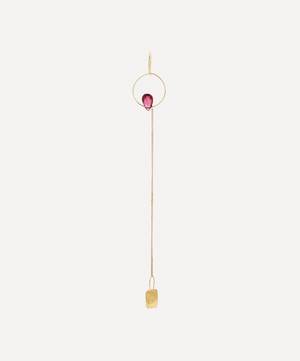 18ct Gold Nausica Long Single Rubellite Drop Earring
