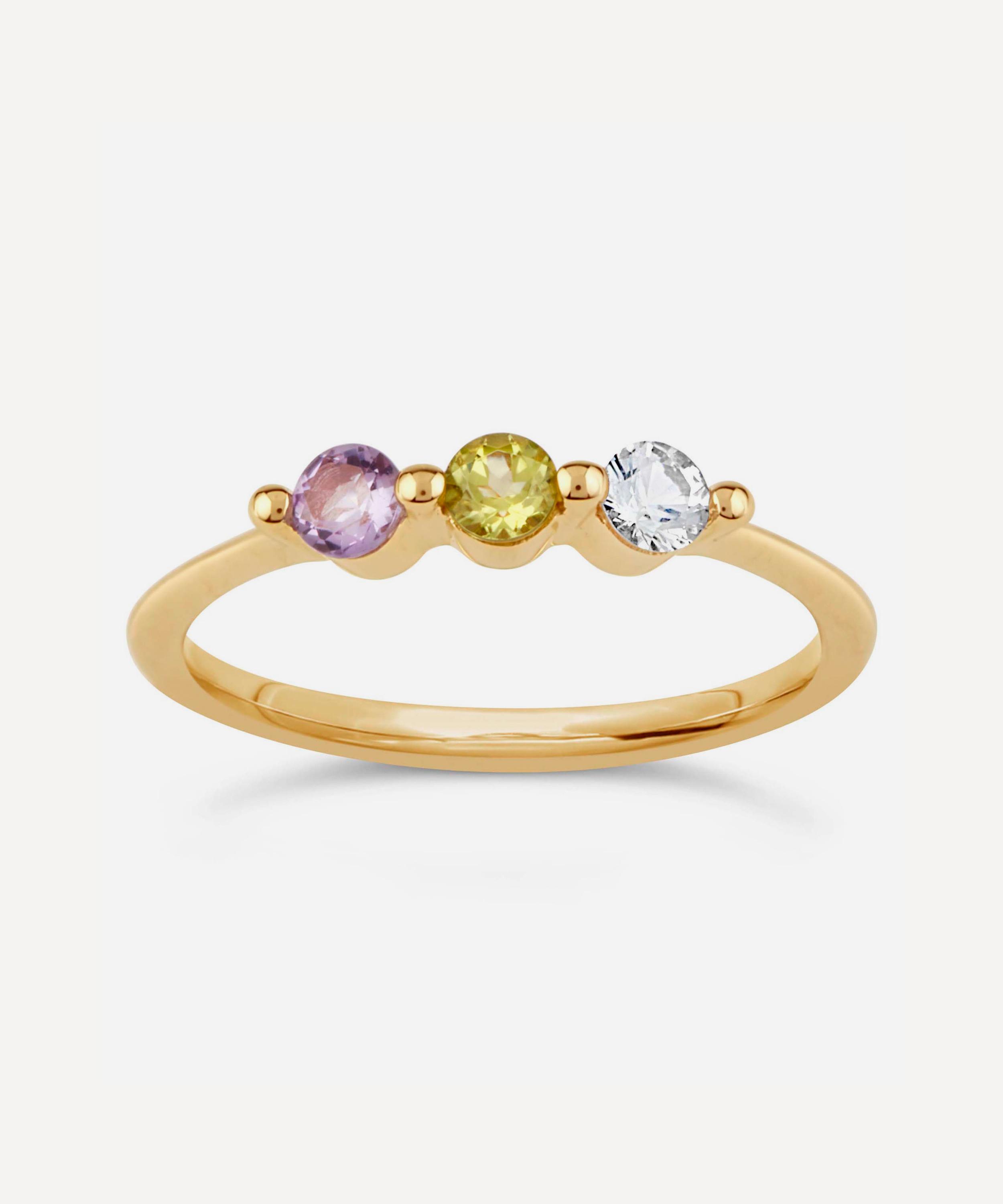 Dinny Hall Gold Suffragette Gemstone Trio Ring