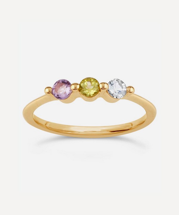 Dinny Hall - Gold Suffragette Gemstone Trio Ring image number null