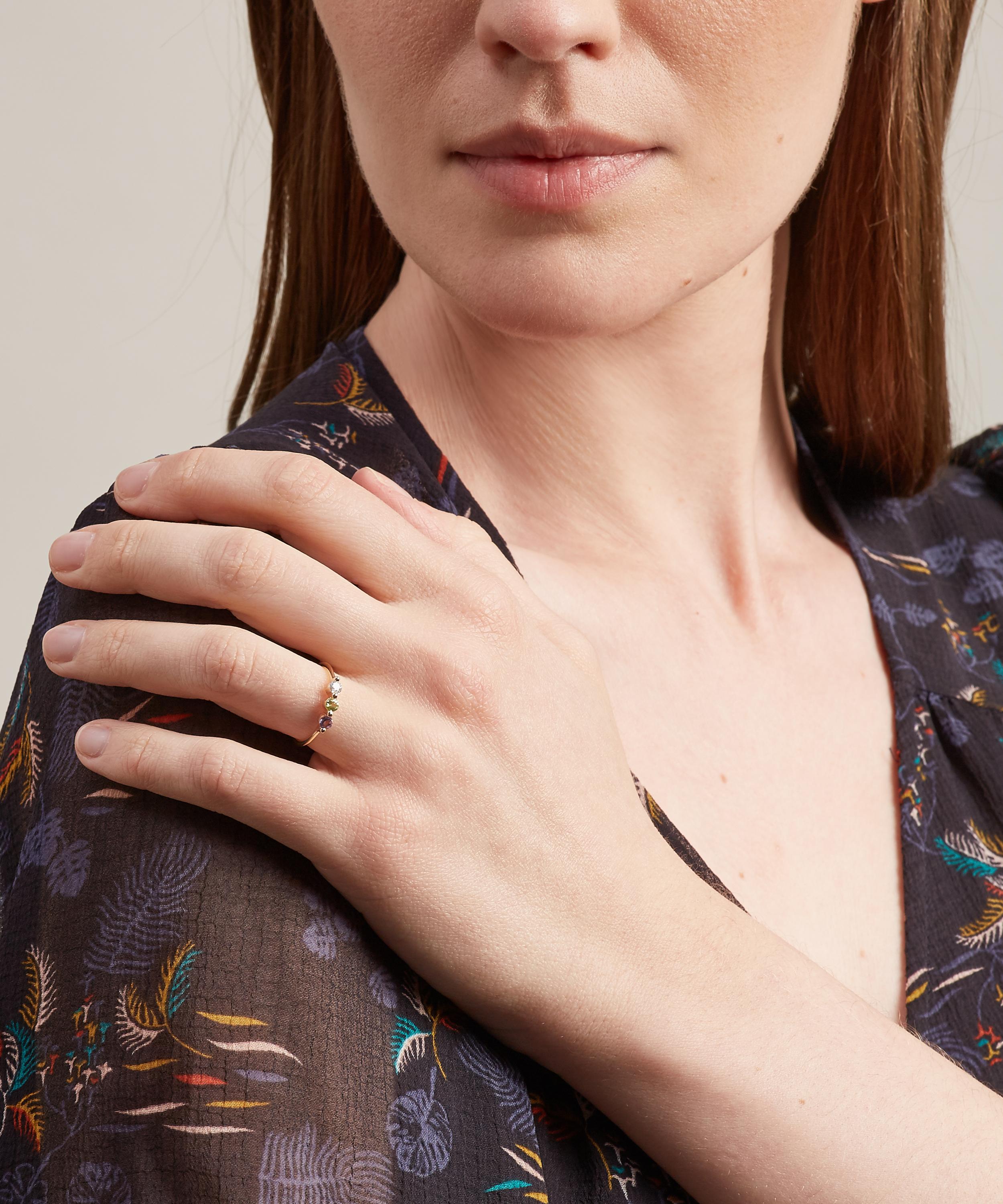 Dinny Hall - Gold Suffragette Gemstone Trio Ring image number 1