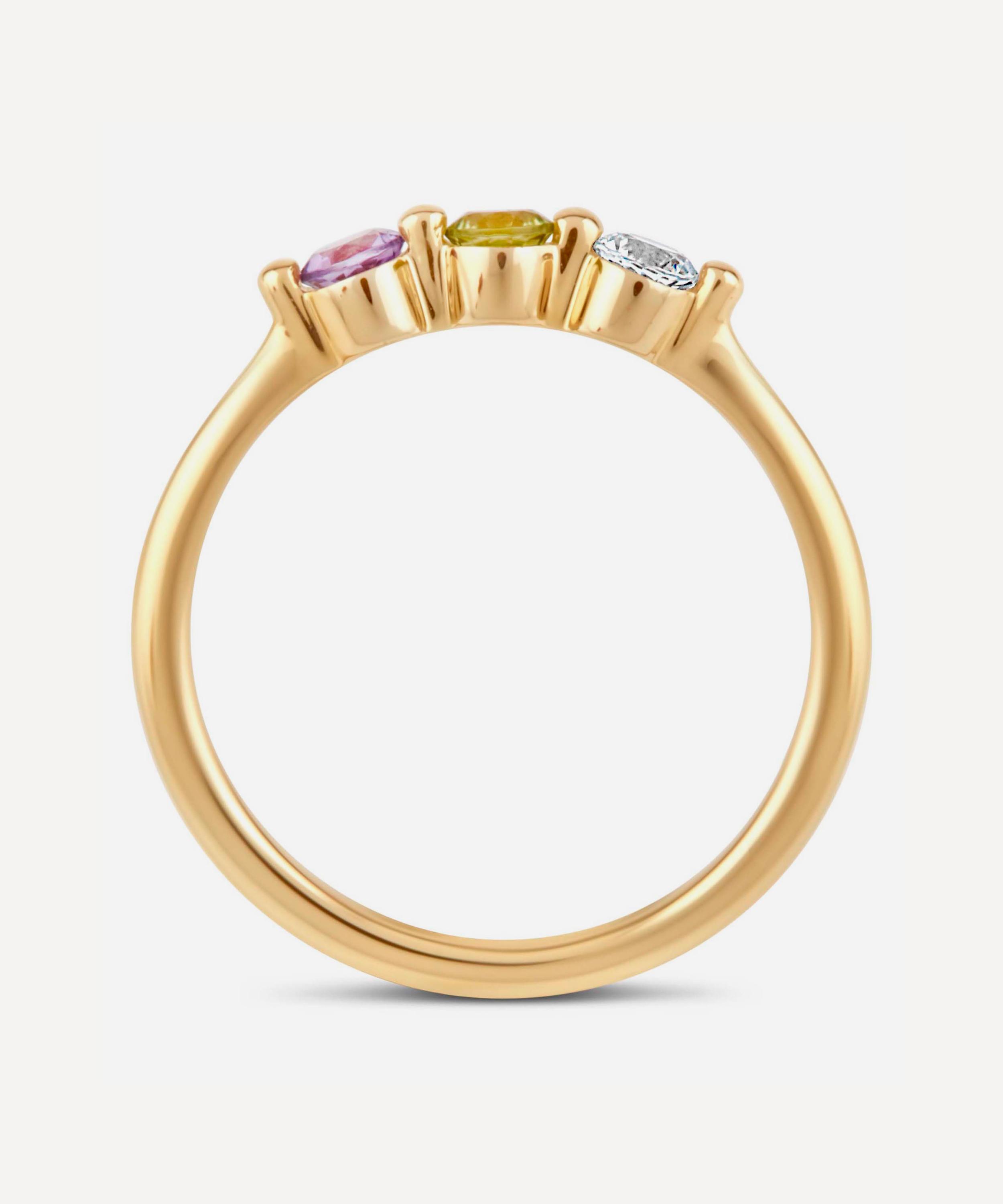 Dinny Hall - Gold Suffragette Gemstone Trio Ring image number 2