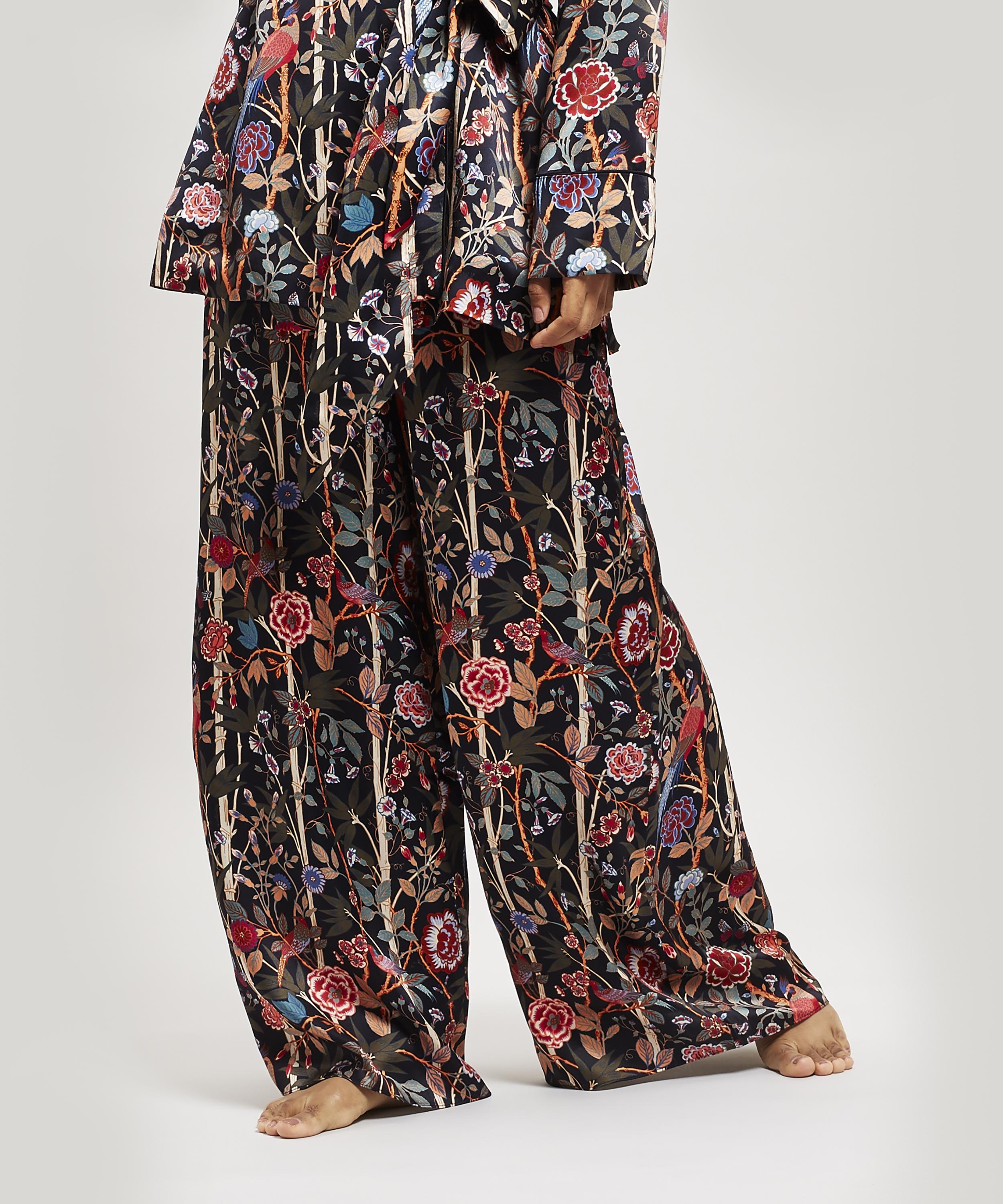 Liberty - Bamboo Garden Silk Charmeuse Palazzo Pants image number 3