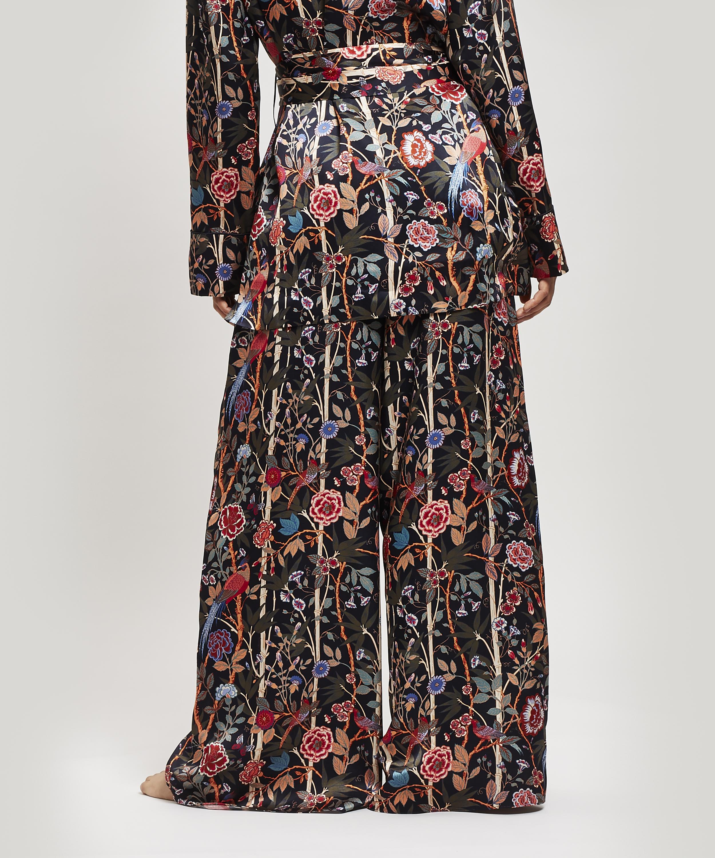 Liberty - Bamboo Garden Silk Charmeuse Palazzo Pants image number 4