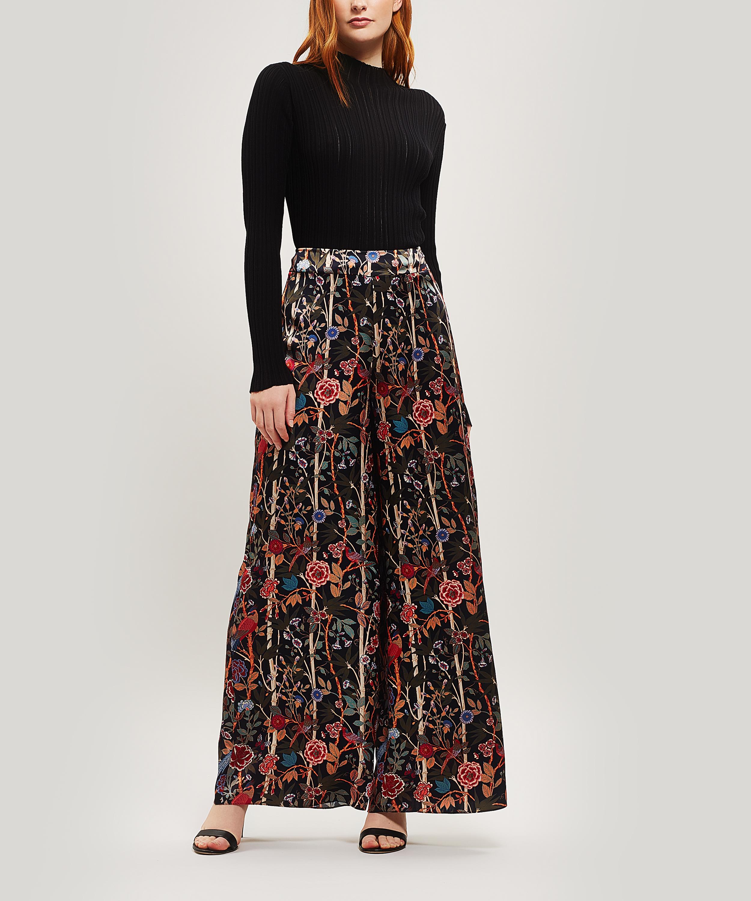 Liberty - Bamboo Garden Silk Charmeuse Palazzo Pants image number 0