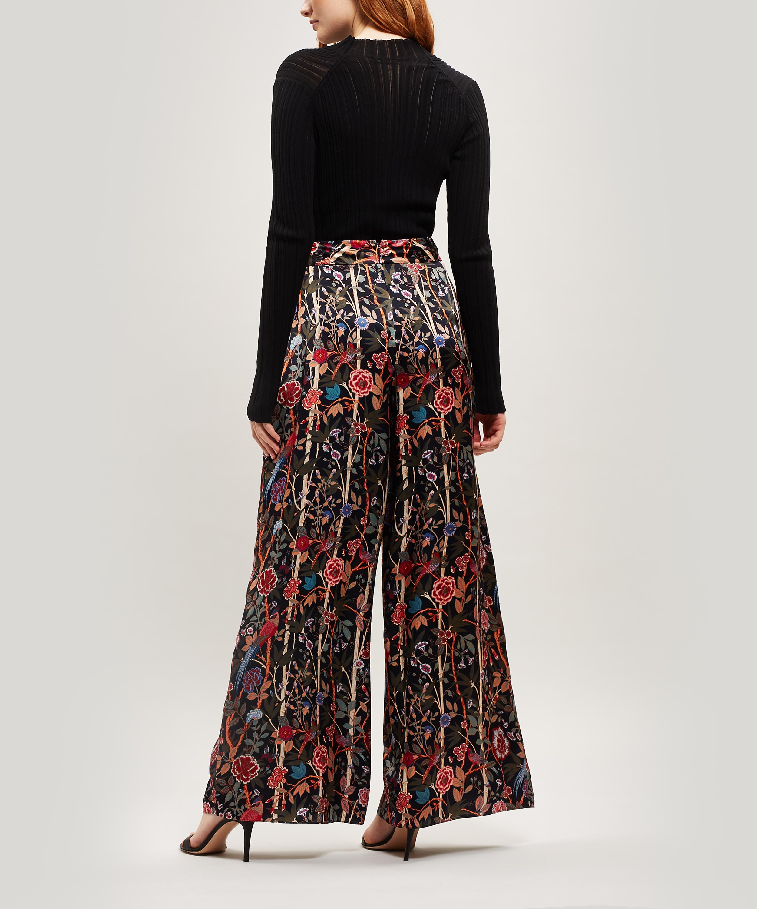 Liberty - Bamboo Garden Silk Charmeuse Palazzo Pants image number 1