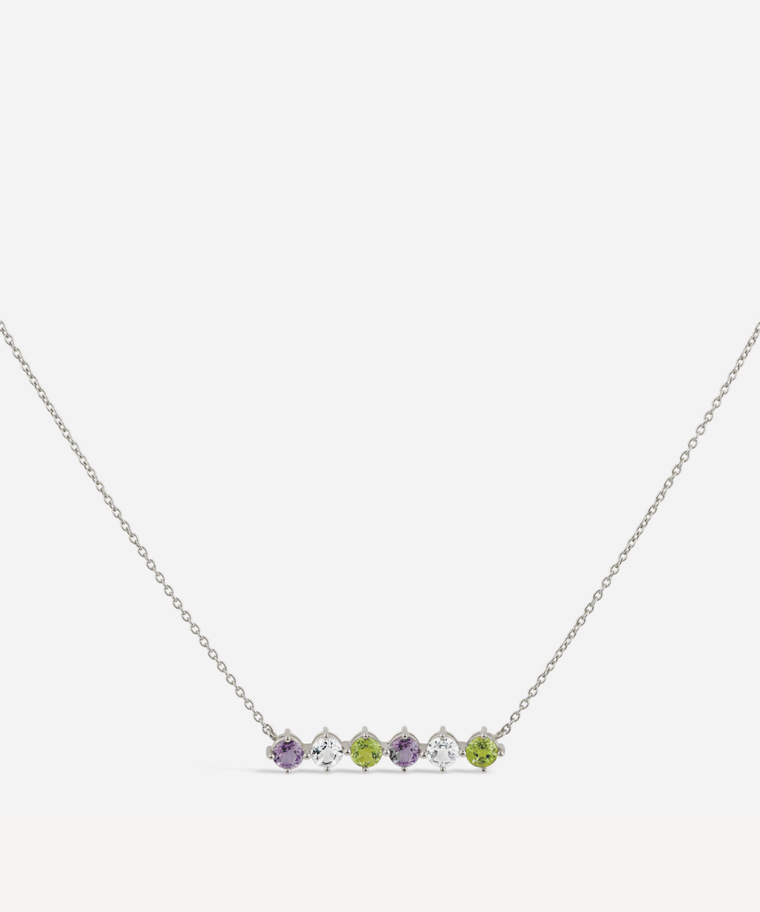 Dinny Hall - Silver Suffragette Gemstone Bar Necklace image number 0