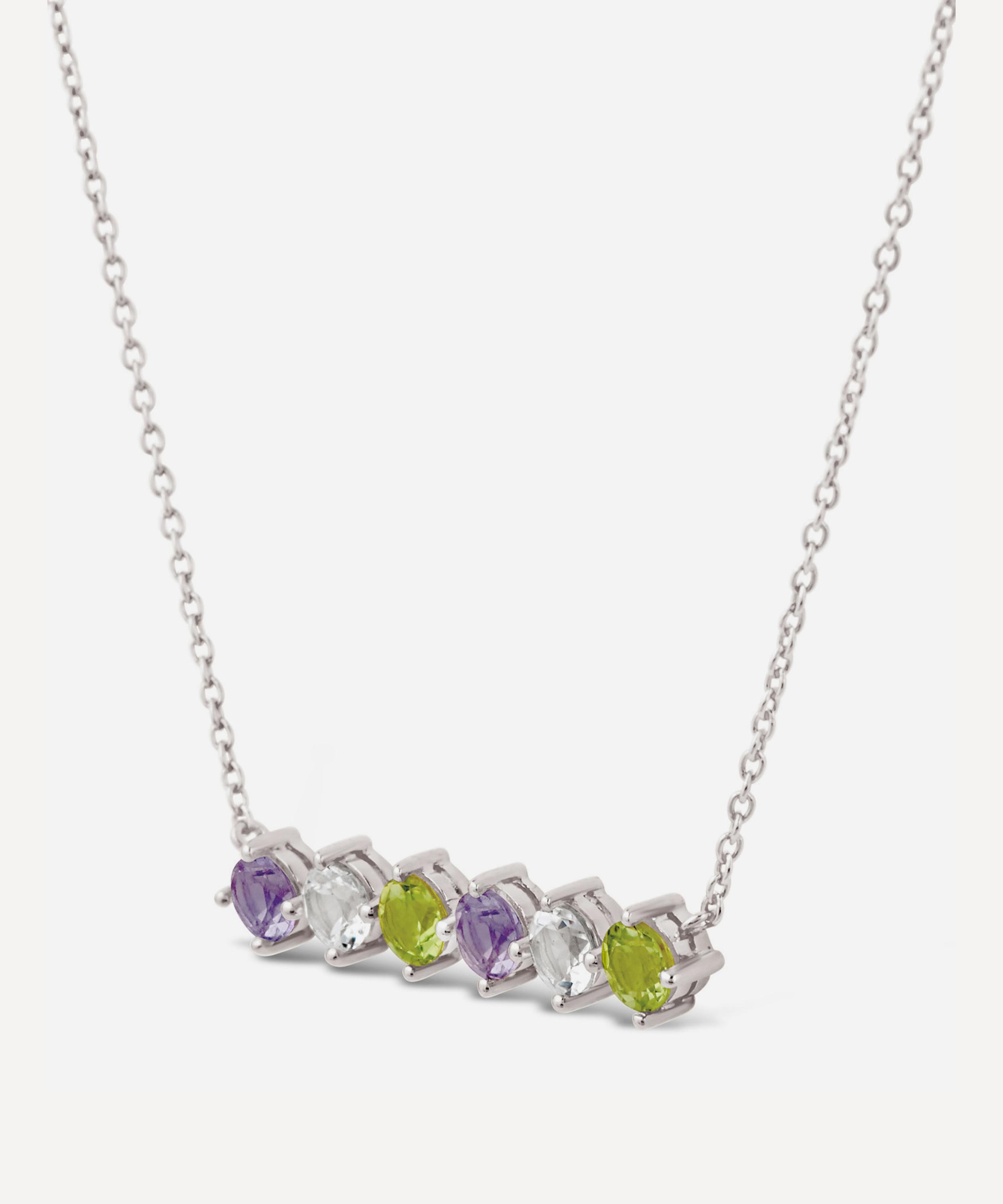 Dinny Hall - Silver Suffragette Gemstone Bar Necklace image number 2