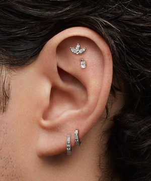 Maria Tash - 18ct 3mm Diamond Engraved Lotus Threaded Stud Earring image number 1