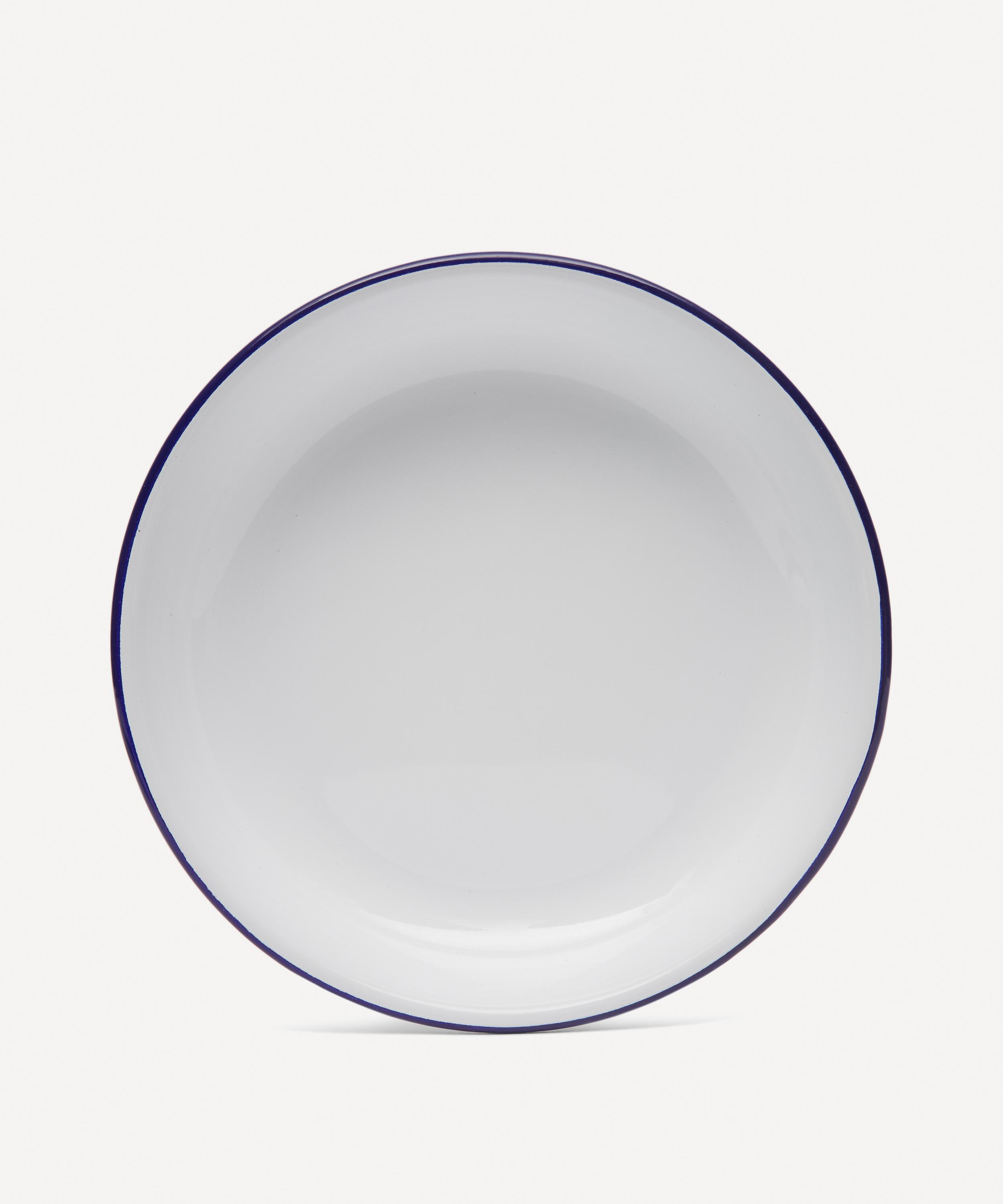 Falcon Enamelware Small Tray - White with Blue Rim - One Size - Unisex