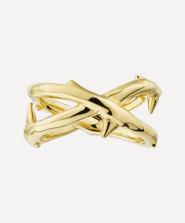 Shaun Leane - Gold Plated Vermeil Silver Rose Thorn Wide Band Ring image number null