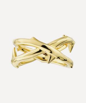 Gold Plated Vermeil Silver Rose Thorn Wide Band Ring