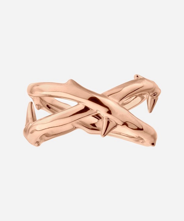 Shaun Leane - Rose Gold Plated Vermeil Silver Rose Thorn Wide Band Ring image number null