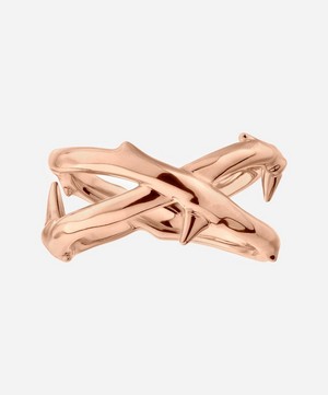 Shaun Leane - Rose Gold Plated Vermeil Silver Rose Thorn Wide Band Ring image number 0
